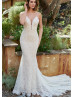 Ivory Allover Lace Open Back Graceful Wedding Dress